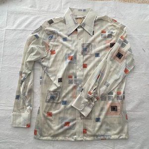 VINTAGE NEW 70's Mervyn's Mens Geometric Dress Shirt - Size L - Tags attached